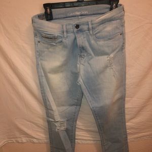 calvin klein light wash skinny high rise jeans